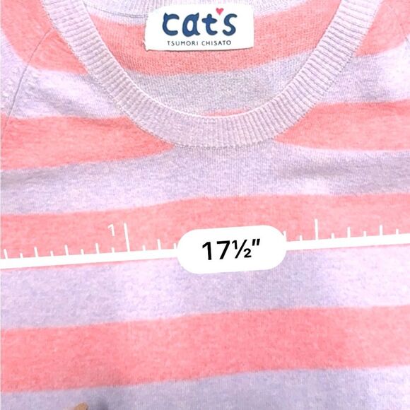 Cat's Tsumori Chisato Striped Cashmere and Angora Blend Long Sleeve Sweater Dres - Picture 2 of 12